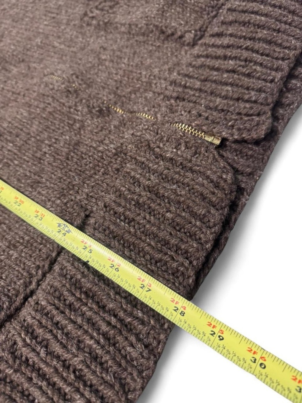 Vintage 50s/60s Talon zip heavy knit shawl collar wool cardigan sweater brown XL - Picture 5 of 6